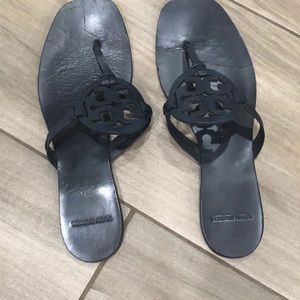 Navy square toe Tory Burch sandals